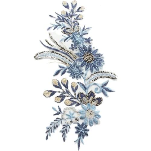 2 Pcs/Pair 20x40cm Embroidered Cloth Paste Wedding Dress Chinese Style Embroidery Handmade DIY Patch