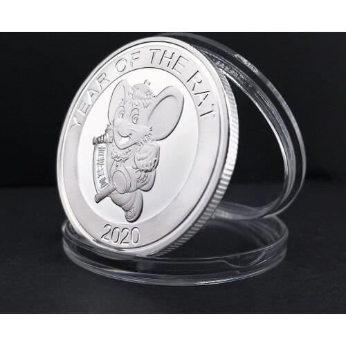 2020 Year of the Rat Chinese Good Luck Animal Silver Commemorative Coins Blessing Wishing Bullish Souvenirs New Year Gifts
