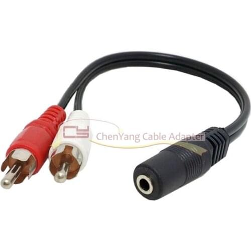 3.5mm 3.5 mm 1/8 Stereo Female Mini Jack to 2 Male RCA Plug Adapter Audio Y type Stereo Cable 3.5
