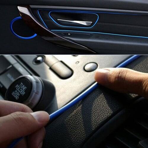 5M Blue Flexible Car Styling Interior Molding Trim Decorate Strip Gap Filler Kit