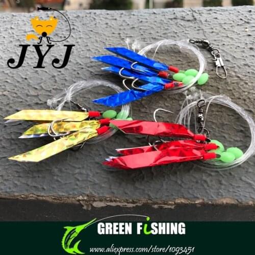 6packs/lot New Sabiki Soft Fishing Lure Rigs Bait Jigs Lure Soft Lure Worn Fake String Crystal 8# 2/0# Barbed Hook Fish
