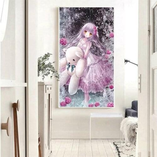 Diamond Embroidery Mosaic Painting Cross Stitch Full Cartoon Beautiful Girl Holding A Bear Doll Toy DIY 5DSale Decoration Gift