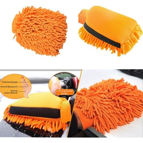 Auto Microfiber Gloves Towel Car Wash Gloves All-In-One Rough Wash Double-Sided Brush For Car Wax Details Car Detailing Wash