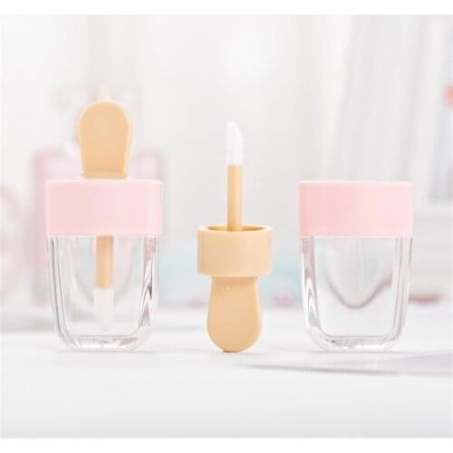 FreeShip 50pcs 3.9ml Ice-cream Shaped Empty 3.9ml Clear Lip Gloss Tube Empty Lip Balm Container Bottle for Lipstick Sample