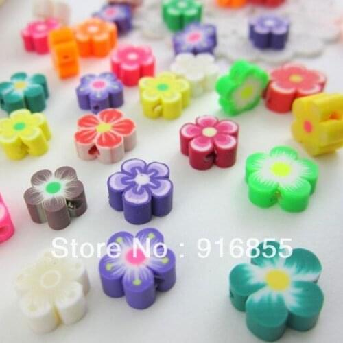 Free Shipping new 200pcs/lot 10mm Straight holes mixed color Plum flower shape Fimo paragraph,UV Acrylic Decoration