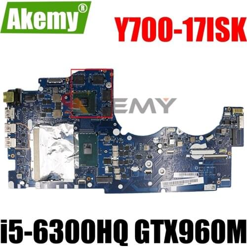 BY511 NM-A541 motherboard for Lenovo Y700-17 Y700-17ISK notebook motherboard CPU i5 6300HQ GTX960M DDR4 100% test work