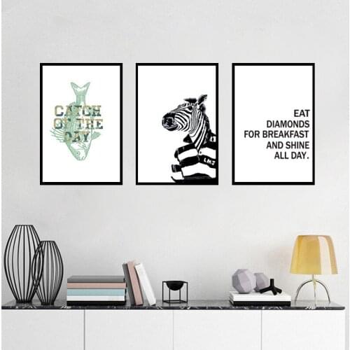 Black and White Simple Plant Animal Letter English Quotes Abstract Art Poster Print Office Cafe Living Room Decorative Painting