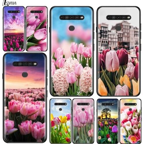 Tulip flower for LG G8 G8S G8X V30 V35 V40 V50 V60 ThinQ Q60 K40 K50 K51 K61 K71 K92 K62 Soft Black Phone Case