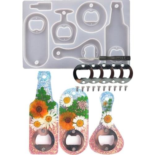 DIY Crystal Epoxy Mold Beer Wrenner Bottle Opener Dry Mirror Resin Mold Practical Manual Creative Mold 15*24*1.2cm JU0272