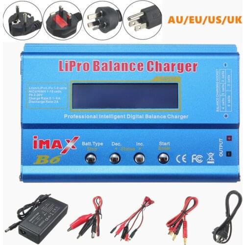 IMAX B6 Digital 80W 1-6S Lipo NiMH Battery Balance Charger Discharger with Adapter US UK EU AU Plug for RC Drone Helicopter DIY