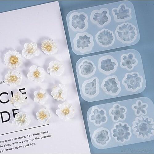Resin Crystal Epoxy Mold Small Flowers Decorations Casting Silicone Mould DIY Crafts Jewelry Making Tools D15 20 Dropshipping