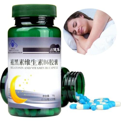 Melatonin Vitamin B6 Capsules Sleeping pills To Get Sleeping Well Melatonin Help Improve Sleep for Women Middle-aged Elderly Man