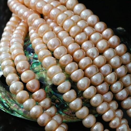 Trendy 9-10mm freshwater natural orange pearl hot sale abacus loose beads wholesale retail jewelry making 15inch B1386