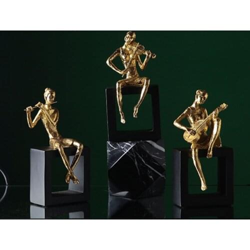 Music Band Golden Plating Desktop Ornament Creative Home Decoration Accessories Resin Bedroom Furnishings Birthday Gift Figurine