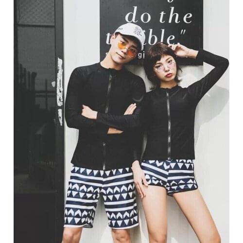 2019 New Men Women Rash guard Two Piece Swimsuit For Women Men Long Sleeve Swimsuit With Shorts Swimwear For Women Men