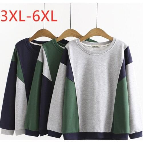 New Ladies Spring Autumn Plus Size Tops For Women Large Pullover Long Sleeve Loose Cotton Gray Thick T-shirt 3XL 4XL 5XL 6XL