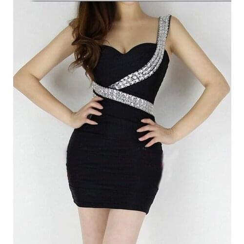 Nightclub Sexy Bridal Gowns bridesmaids Wedding Evening Cocktail Party Prom Dress BLACK 7915 UK ONE SIZE 8-12