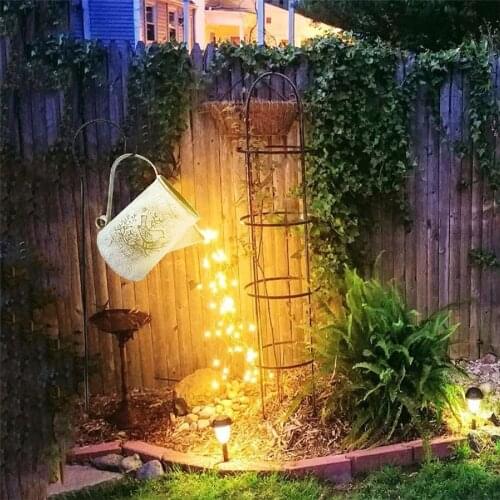 Outdoor Garden Watering Can Pathway Light AA Battery Powered Firefly Moon Tree Vines Fairy Light String For Backyard Patio Decor