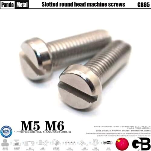 304 stainless steel slotted cylinder head screw GB65 national standard slotting machine screw A2-70 diameter M5M6