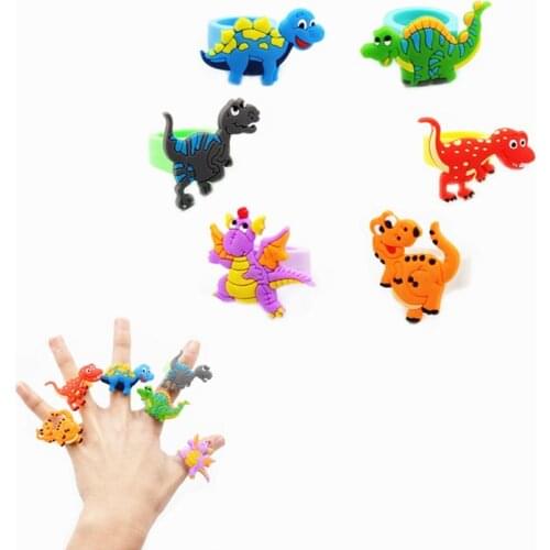 6pcs Jungle Party Favors Dinosaur Rubber Rings Baby Shower Decorations Birthday Party Decorations Kids Tropical Party Supplies
