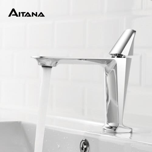 Modern single handle bathroom sink faucet, wide single hole practical water tank faucet, brass structure, hand basin faucet