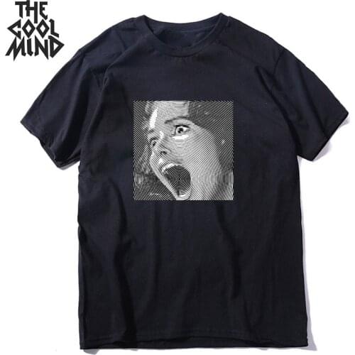 COOLMIND 100% cotton streetwear loose men T shirt casual loose o-neck men tshirt cool summer t-shirt male men tee shirts tops