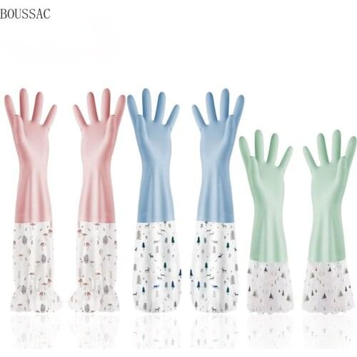 Thickened dishwashing gloves female kitchen wear-resistant rubber latex rubber laundry waterproof housework exquisite durable