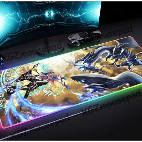 XGZ Large RGB Mouse Pad Black Lock Edge Anime Magic Girl White Dragon HD Custom Computer Keyboard Desk Mat Speed Rubber Non-slip