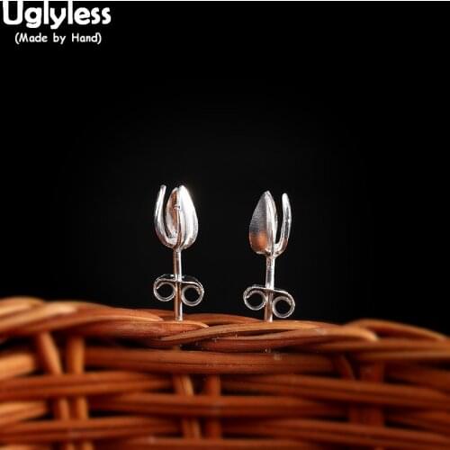Uglyless 4.5MM MINI Flower Studs Earrings for Women Solid 925 Sterling Silver Floral Brincos Bijoux Fashion Women Dress Jewelry