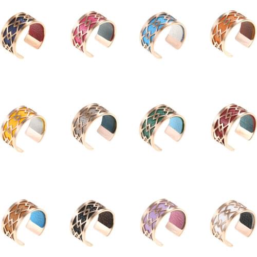Cremo stainless steel rings Reversible Leather Bague Femme DIY Fashion Rose Gold Open Resizable Finger rings For Women Bijoux