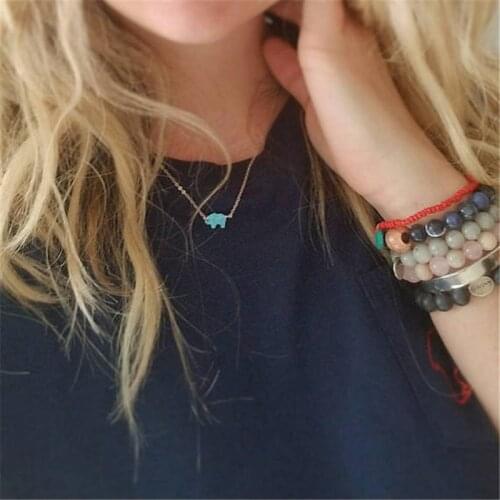 Ahmed New Charm Opal Elephant Pendant Chain Necklaces Fashion Statement 2018 Women Necklaces Collier Jewelry Gifts