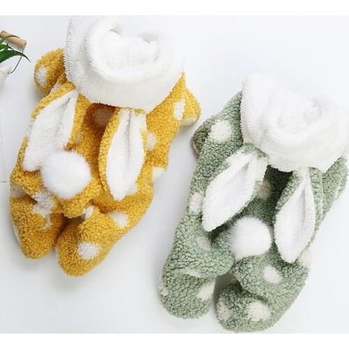 Winter Hoodie for Small Dogs Winter Warm Pet Clothes Pet Plush Four-legged Rabbit Ear Hoodie Dog Transformation Clothes Outfit