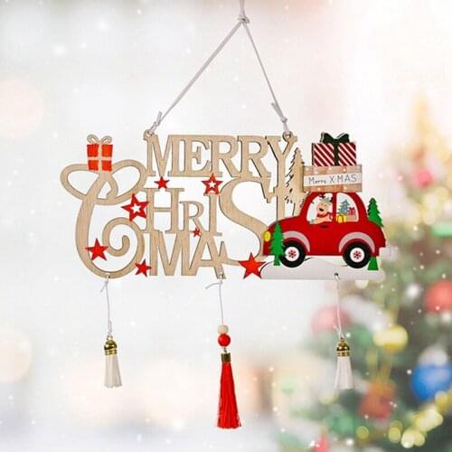 1pc Merry Christmas Pendant Decoration Wooden Hollow Tassel Letter Card Xmas Tree Drop Ornaments Sign Party Home Decor