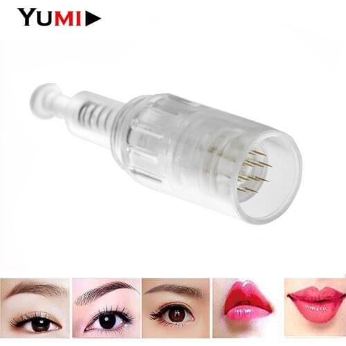 100pcs Derma Nano 12 Pin Needles Cartridge Coupling 10mm Screw Port For Microneedle Microbladin Derma Pen Tip Nutrition Input