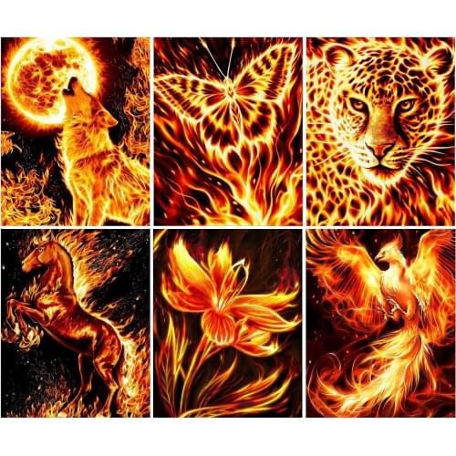 5DDiamond Painting Fire Butterfly Full Diamond Diamond Embroidery Animal Mosaic Art Rhinestone Handmade Gift Wall Art Decoration