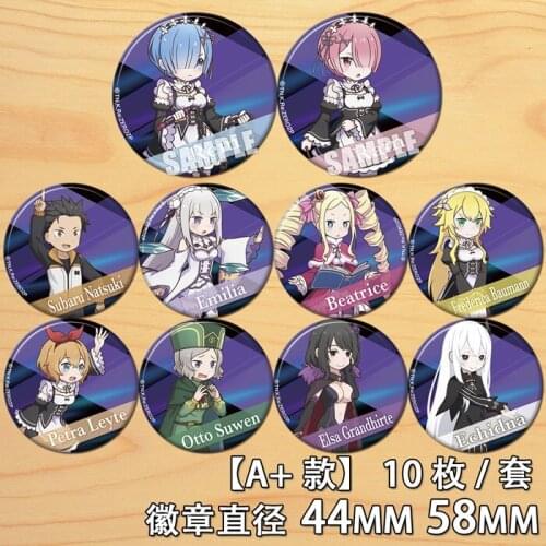 58mm Re Zero Emilia Rem Ram Acrylic Brooch badge