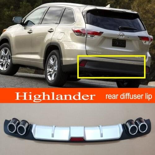 Highlander 14-17 ABS Plastic Silver / Black Car Rear Bumper Rear Diffuser Spoiler Lip for TOYOTA Highlander 2014-2017 Hatchback