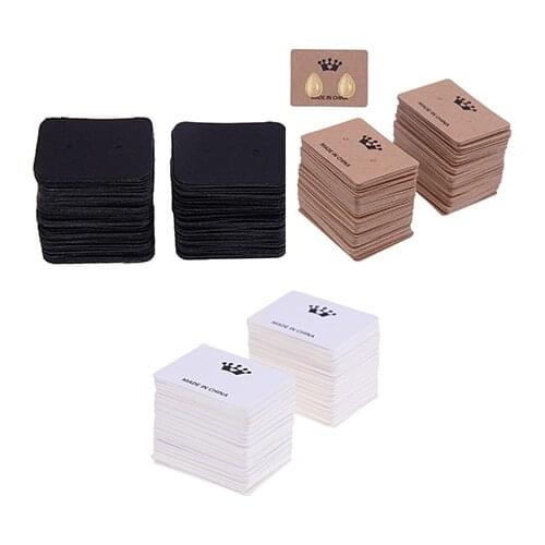 100PCS 3.5*2.5cm Blank Kraft Paper Earring Cards Hang Tag Jewelry Display Ear Stud Cards Favor Label Tag White Black Brown Color