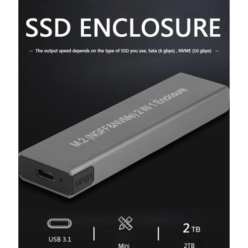 M.2 NGFF NVME SATA M/B Key Hard Drive Case USB Type C SSD External Enclosure Disk Case Box External Hard Disk for PC