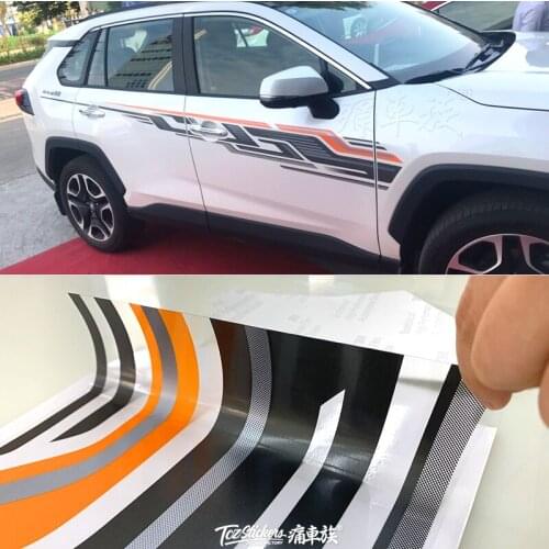For Toyota RAV4 2020 body decoration modification special stickers new RAV4 car stickers pull flower silk screen color bars