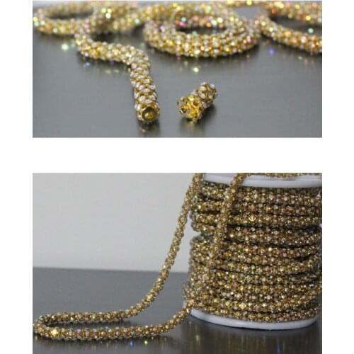 Dia.6mm Super Flash crystal Sewing on AB Rhinestone 1m/roll Crystal Glass Strass Crystals Stones For Clothes Crafts Decorations