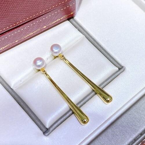 Elegant Fashion Natural Pearl Earrings Sterling Silver Pin 5-7mm Freshwater Pearl Beads Jewelry For Women