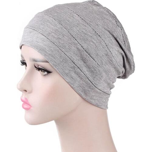 Hot Womens Soft Comfy Chemo Cap Sleep Turban Hat Liner for Cancer Hair Loss Cotton Casual Headwear Head wrap Hair Accessories