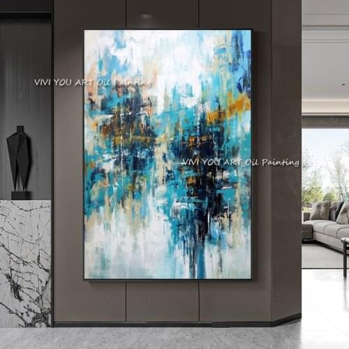 Natural Abstract Ocean 100% Handmade Landscape Oil Painting on Canvas Cuadros Scandinavian Wall Art Picture for Living Room