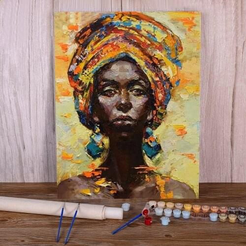 African Woman DIY Painting By Numbers Set Acrylic Paints 40*50 Paiting By Numbers Loft Wall Picture Crafts Adults Drawing