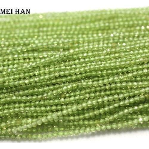 Meihan (10strands/25g/set) 2mm natural peridot faceted round beads charm gem stone for jewelry making