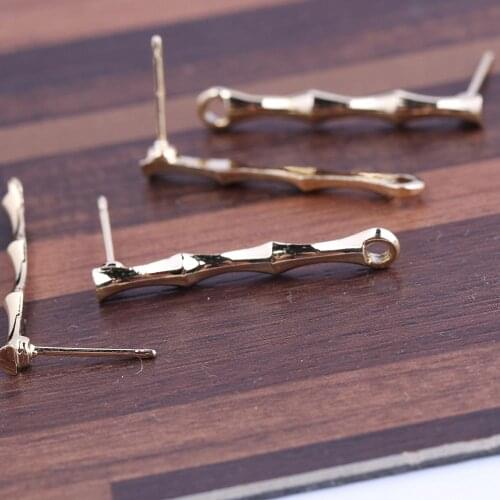 Reidgaller 20pcs metal bar shape stud earring connector findings diy post ear blanks for jewelry findings