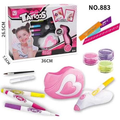 Temporary Glitter Tattoos Kit 11 Pack DIY Tattoo Pen Set Tattoo Toy Makeup Bag Magical Fake Tattoo Kit Birthday Gifts for Girls