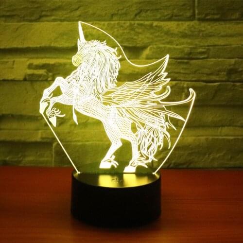 MYDKDJL 3D LED Night Light for Have Wings Unicorn with 7 Colors Light for Home Decoration Horse Horse Lamp Gift Amazing