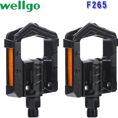 WELLGO F265 Bike Pedals Aluminum Alloy Mountain Bicycle Bearing Pedal DU with reflector folding bicycle pedals bicycle Parts